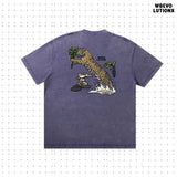 レインフォレストダークパープルデニムウォッシュドTシャツ (Jungle Cheetah)