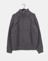 Zickle Loose Fit Half Zip-Up Boukle Knitwear