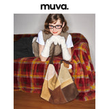 muva. 牛革 ベルベット バイカラー ホーボーバッグ