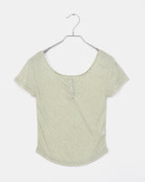 Nawoon Flower Round Button Short-Sleeved T-Shirt