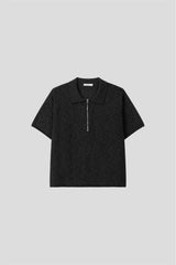 Tier Punched Collar Short-Sleeve Knit – M, L (3 Colors)