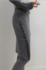 Button Slit Midi Skirt / Charcoal
