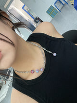 Red Wet Ball Chain Necklace