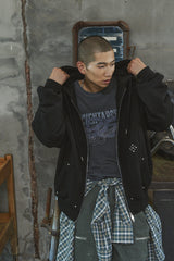 STUD LINE PATTERN HOOD ZIP-UP