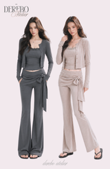 レナ ストラップ トレーニング スリーピースセットアップ (set-up + cardigan + sleeveless pants)