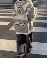 Deer knit zip up