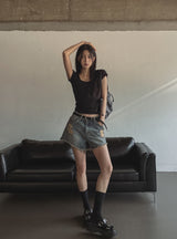 [U-BASIC] Slimming Basic Square Neck S/S T-shirt
