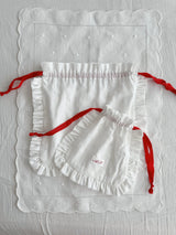 Initial Label Frill Pocket Red String Medium Size