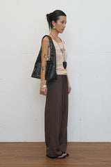 Color Flower Ribbed Sleeveless (Beige)