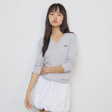 Lace V-neck Knit_gray