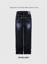 Edge Backprint Wide Denim Pants