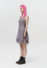  STUDDED GODET DRESS (GRAY)