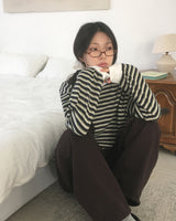 キバストライプオーバーサイズフィットロングスリーブTシャツ