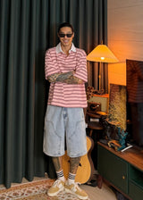 Striped Collar Short-Sleeve T 3COLOR