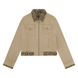 Cleo Leopard Trim Denim Jacket