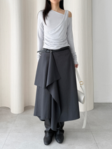 overlap button skirts (2color)