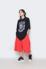long wide sweat half pants
