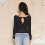 Drape Shoulder Top [Black]