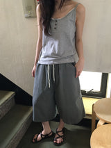 [unisex] マヒルバンディングバミューダコットンパンツ