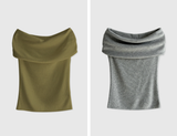Rope Mood Layered Off-Shoulder Knit / 4 colors
