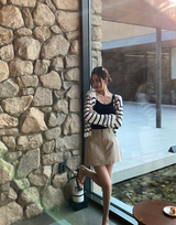 Rear Cotton A-line Mini Skirt / 2 colors