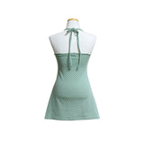 (2color) Dot Stripe Lace Halterneck Mini Dress