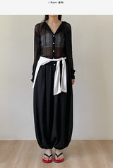 Harem Nylon Balloon Fit Wide Pants
