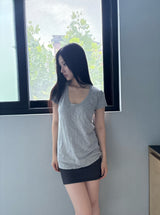Slub U-Neck T