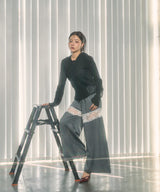 レースドッキングワイドパンツ
