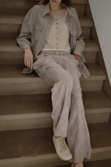 Linen rayon jacquard pants, Grey