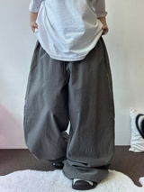 SIDE LIGHTENING 🩶💛🖤 NYLON OVER WIDE OVER LONG PANTS 💛3COLOR