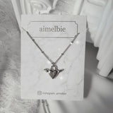 [チョ・ユリ, チュウ Necklace] エンジェリックハートロックレイヤードネックレス - Silver Color