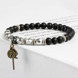 SVB-1018 Vintage beads matte coin cross onyx bracelet