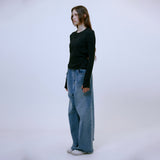 Distressed Wide Denim Pants
