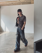 [LAN ARCHIVE]フロントシャーリングショートスリーブTシャツ
