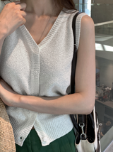 Rear V-neck Sleeveless Knit / 3 colors