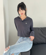 STITCH LINE CROP HOODIE [3color]