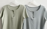 Waddoo hem round button short sleeve tee