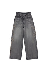 YEEL SIDE CUBIC DENIM PANTS GREY