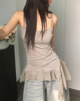 Rating Frill Unbalanced Sleeveless Top