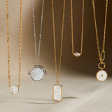 Eclipse Emblem Mother-of-Pearl Link 925 Silver Necklace N030-03G