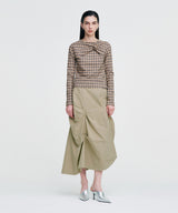Twisted Check High-neck Top _ BEIGE