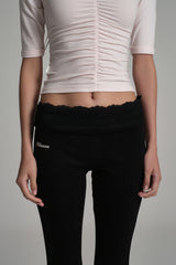 Lace tea bootscut pants, Black