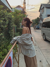 メニーストライプリネンシャツ