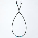 leather & turquoise beads necklace black