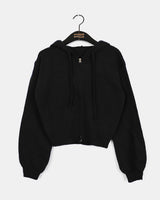 Ronky Two Way Cropped Hooded Knitwear Zip-Up