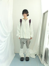 Punch Damage Hooded Knitwear Zip-Up
