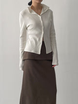 Rib Mock Neck Cardigan T-Shirt