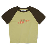 フィッシングミックスラグランクロップTシャツ [OLIVE]