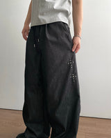 Cross Printing Denim Pants